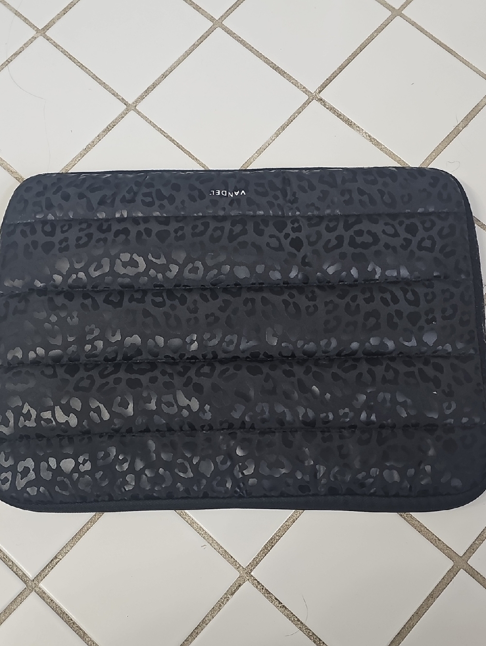 VANDEL NWOT Black Leopard Print Quilted Laptop Case